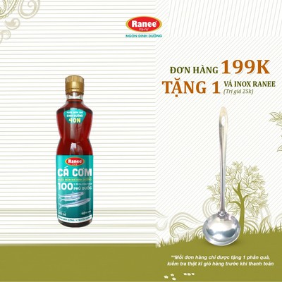 {Đơn 199k tặng vá inox } Nước mắm nhĩ dinh dưỡng Ranee cá cơm 40N 500ml