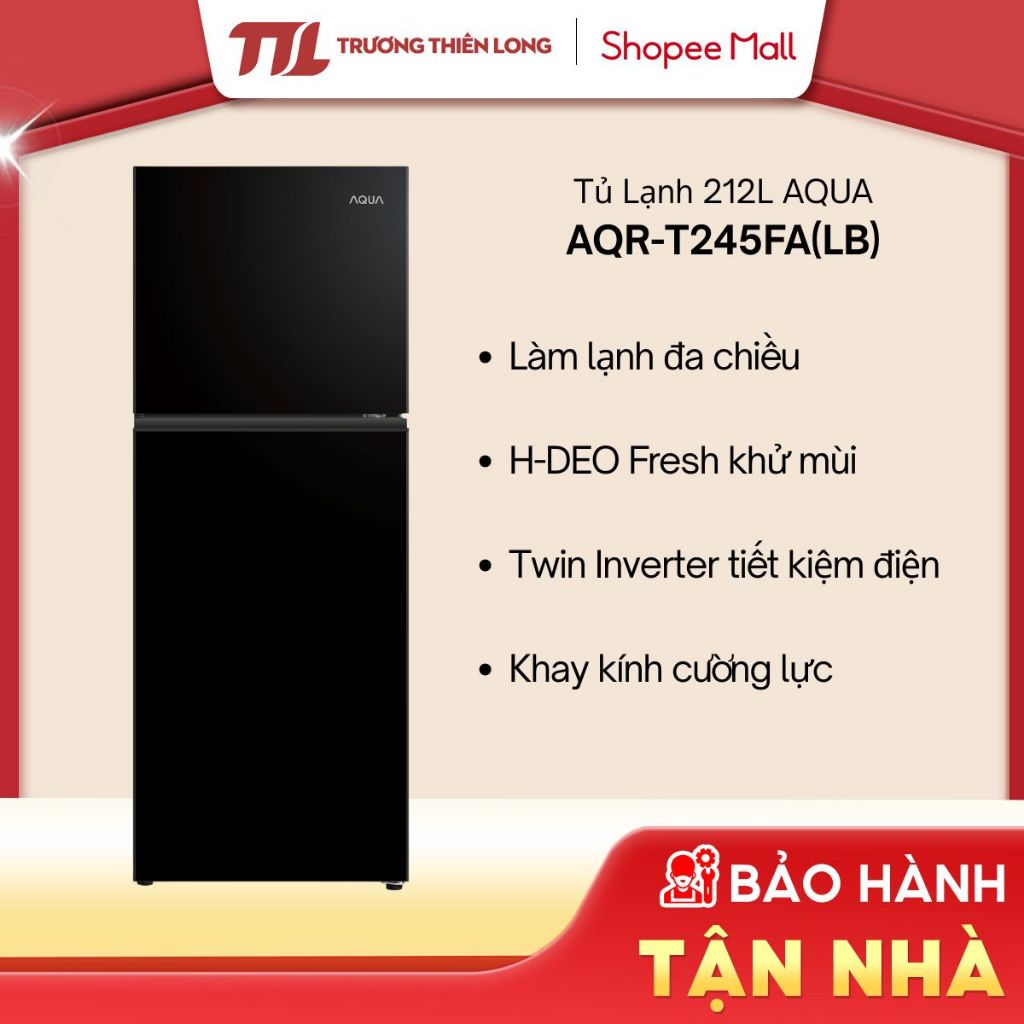 [VC 10%] AQR-T245FA(LB) | AQR-T239FA(FB) - Tủ lạnh Aqua Inverter 212 lít [TOÀN QUỐC]