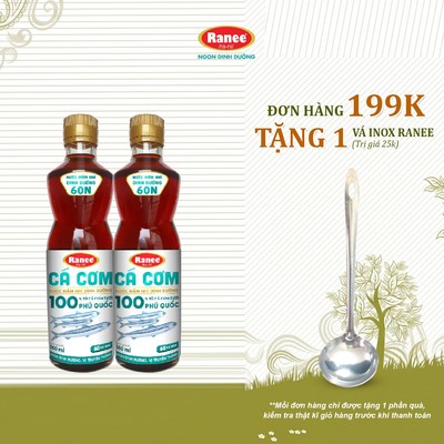 {Đơn 199k tặng vá inox } Combo 2 Nước mắm nhĩ dinh dưỡng Ranee cá cơm 60N 500ml