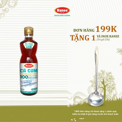 {Đơn 199k tặng vá inox } Nước mắm nhĩ dinh dưỡng Ranee cá cơm 60N 500ml