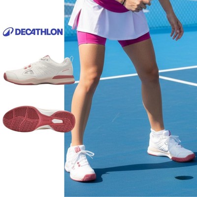 Giày tennis pickleball nữ DECATHLON TS500 trắng/hồng/be mã 8882108