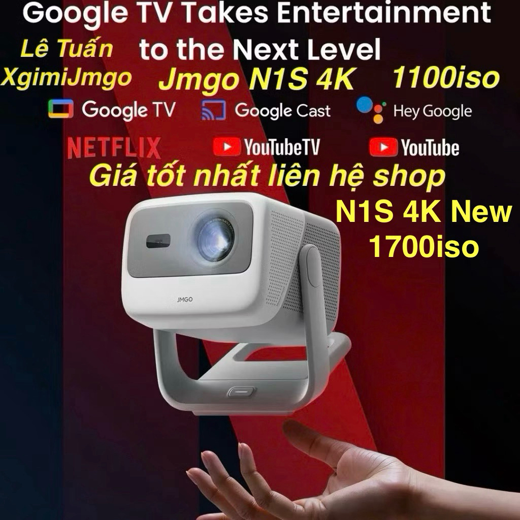 Jmgo N1S 4K New Quốc Tế. Google TV Netflix, 1700iso. Giá Tốt hơn shopee ib shop nhé. BH 12 Tháng Chí