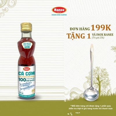 {Đơn 199k tặng vá inox } Nước mắm nhĩ dinh dưỡng Ranee cá cơm 60N 250ml