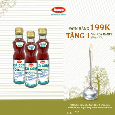{Đơn 199k tặng vá inox } Combo 3 chai Nước mắm nhĩ dinh dưỡng Ranee cá cơm 60N 250ml ( 3 chai x 250ml)