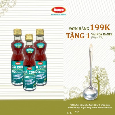 {Đơn 199k tặng vá inox } Combo 3 chai Nước mắm nhĩ dinh dưỡng Ranee cá cơm 40N 250ml ( 3 chai x 250ml )
