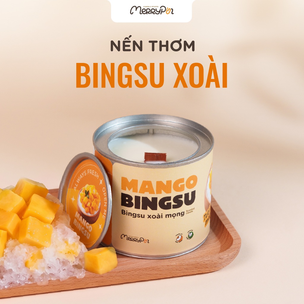 Nến thơm hương Bingsu Xoài Mango Bingsu MerryPin Candle, quà tặng, sinh nhật, thư giãn, sáng tạo, tr