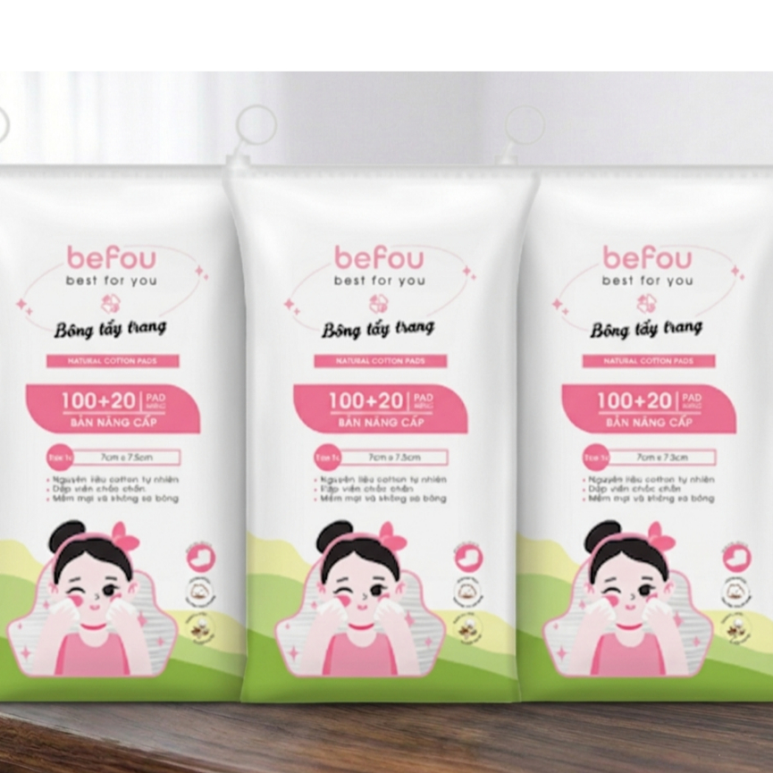 Bông Tẩy Trang Cotton Befou 234 Miếng Vuông