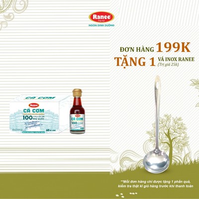 {Đơn 199k tặng vá inox } Hộp 10 chai nước mắm nhĩ dinh dưỡng Ranee cá cơm 60N 60ml