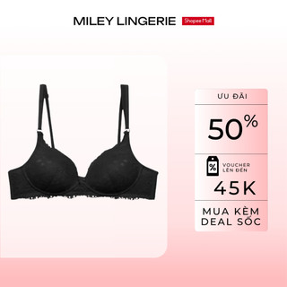 Áo ngực nữ gọng mềm silicon miley lingerie, ren hoa hồng mút mỏng, định hình nâng đỡ không đau cấn brl12005