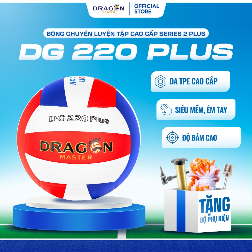 Bóng chuyền Dragon Master DG220 Plus chính hãng, da TPE êm mềm cho người mới chơi - BẢO HÀNH 3 THÁNG