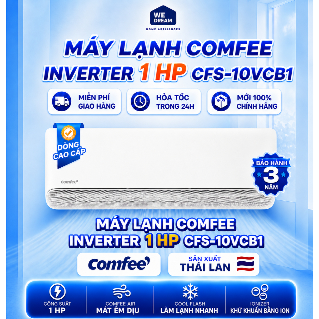 Máy Lạnh Comfee Inverter 1 HP CFS-10VCB1 | Comfee Air, iECO | Hàng Chính Hãng
