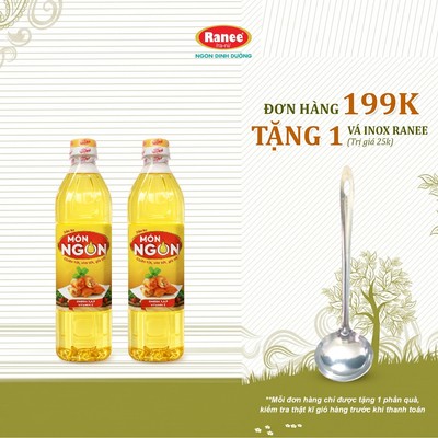 {Đơn 199k tặng vá inox } Combo 2 chai Dầu Ăn Món Ngon 880ml ( 2 chai x 880ml)