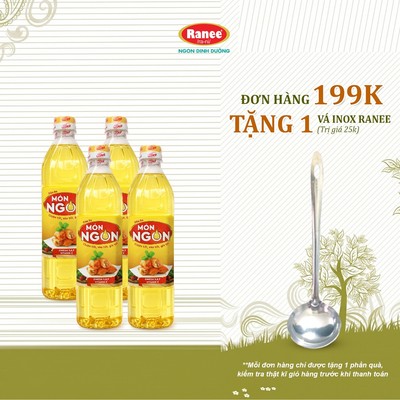 {Đơn 199k tặng vá inox } Combo 4 chai Dầu ăn Món Ngon 880ml (4 chai x 880ml)