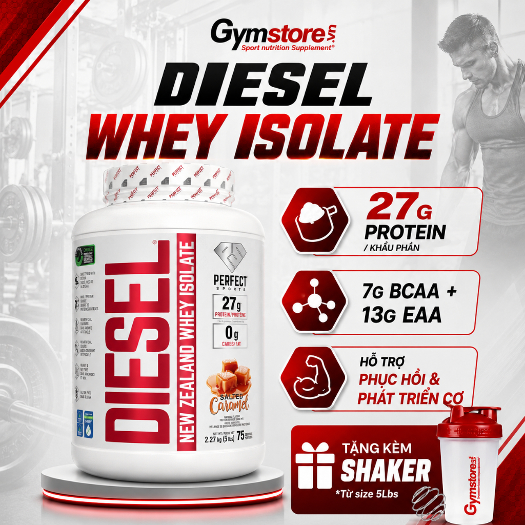 [TẶNG BÌNH LẮC] Sữa tăng cơ Diesel Whey Protein Isolate Perfect Sports 5Lbs - 75 servings (Canada) G