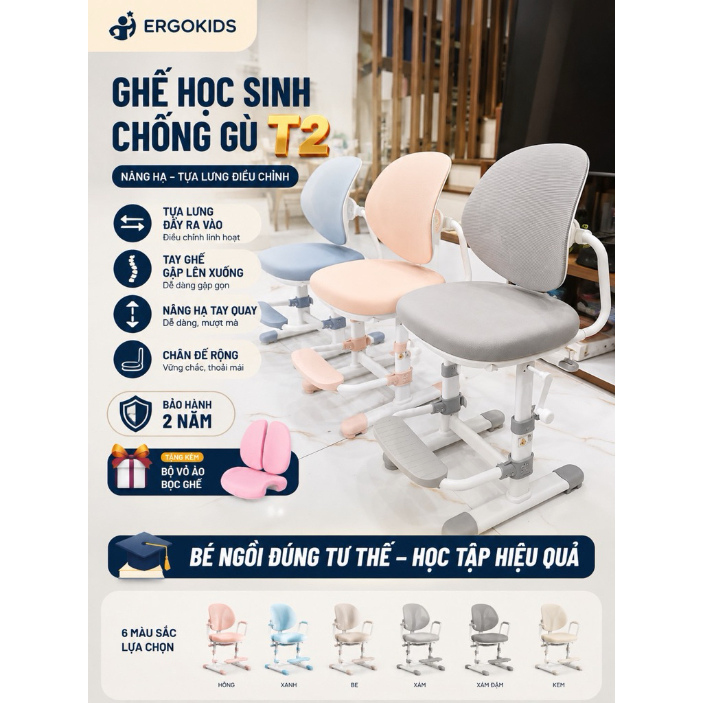Ghế Sakawin G18 chống gù cho bé,có tay quay nâng hạ độ cao.