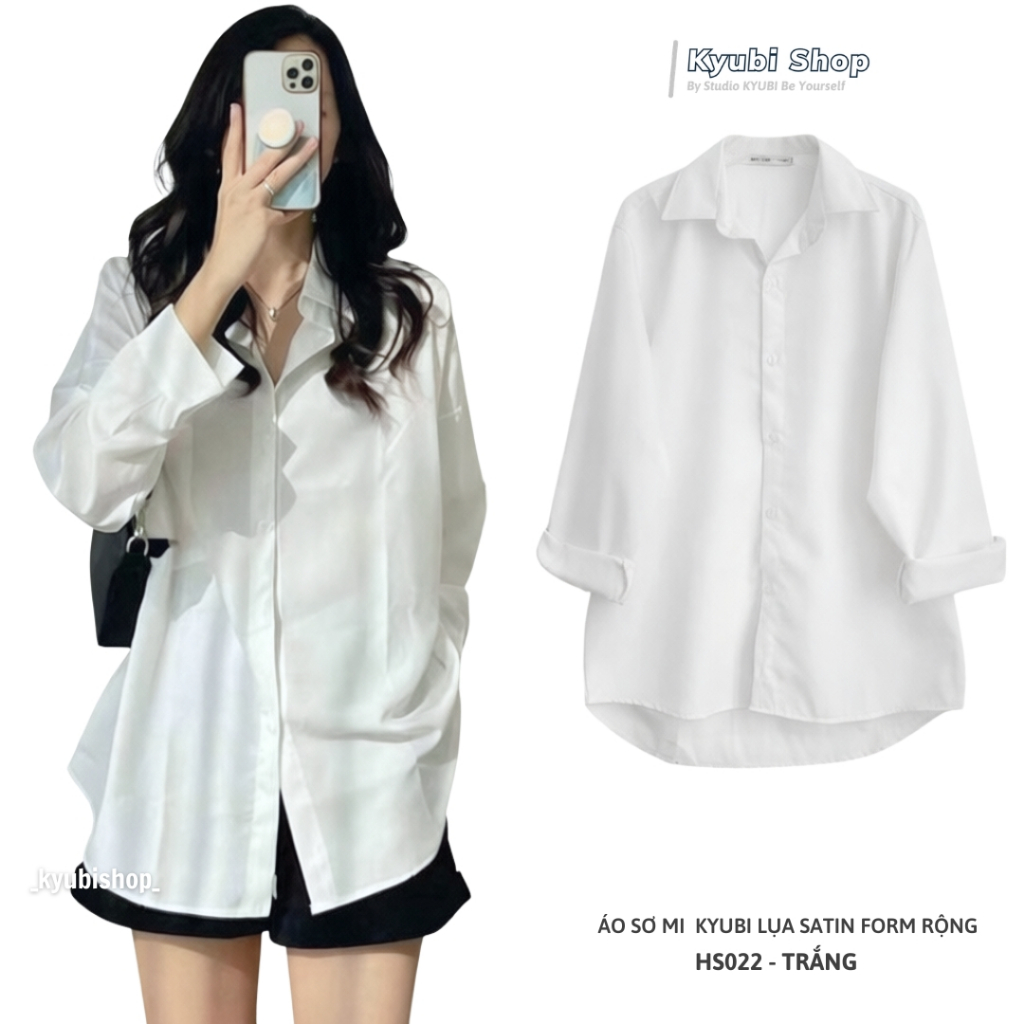 Áo Sơ Mi Trắng Đen Trơn Form Rộng Nam Nữ Unisex - Áo SOMI Ulzzang đi học sinh…