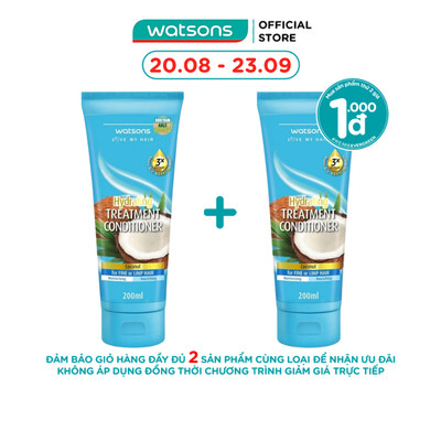 Dầu Xả Watsons Giúp Dưỡng Ẩm Mái Tóc Hương Dừa 200ml