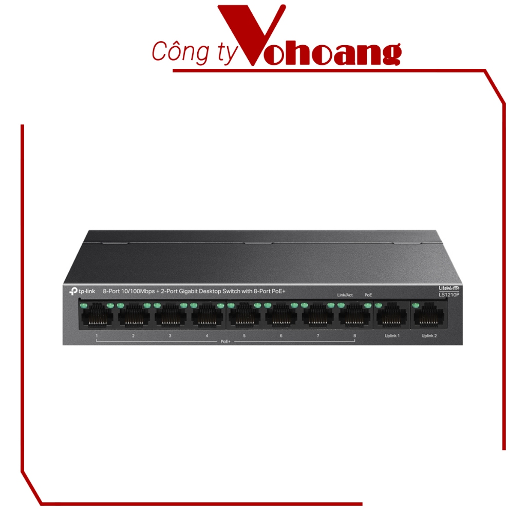Switch Để Bàn 10 cổng TP-Link LS1210P Với 8 Cổng 10/100Mbps + 2 Cổng Gigabit với 8 Cổng PoE+