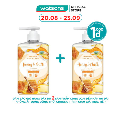 Kem Rửa Tay Watsons Love My Skin Honey Milk Scented Cream Hand Wash 500ml