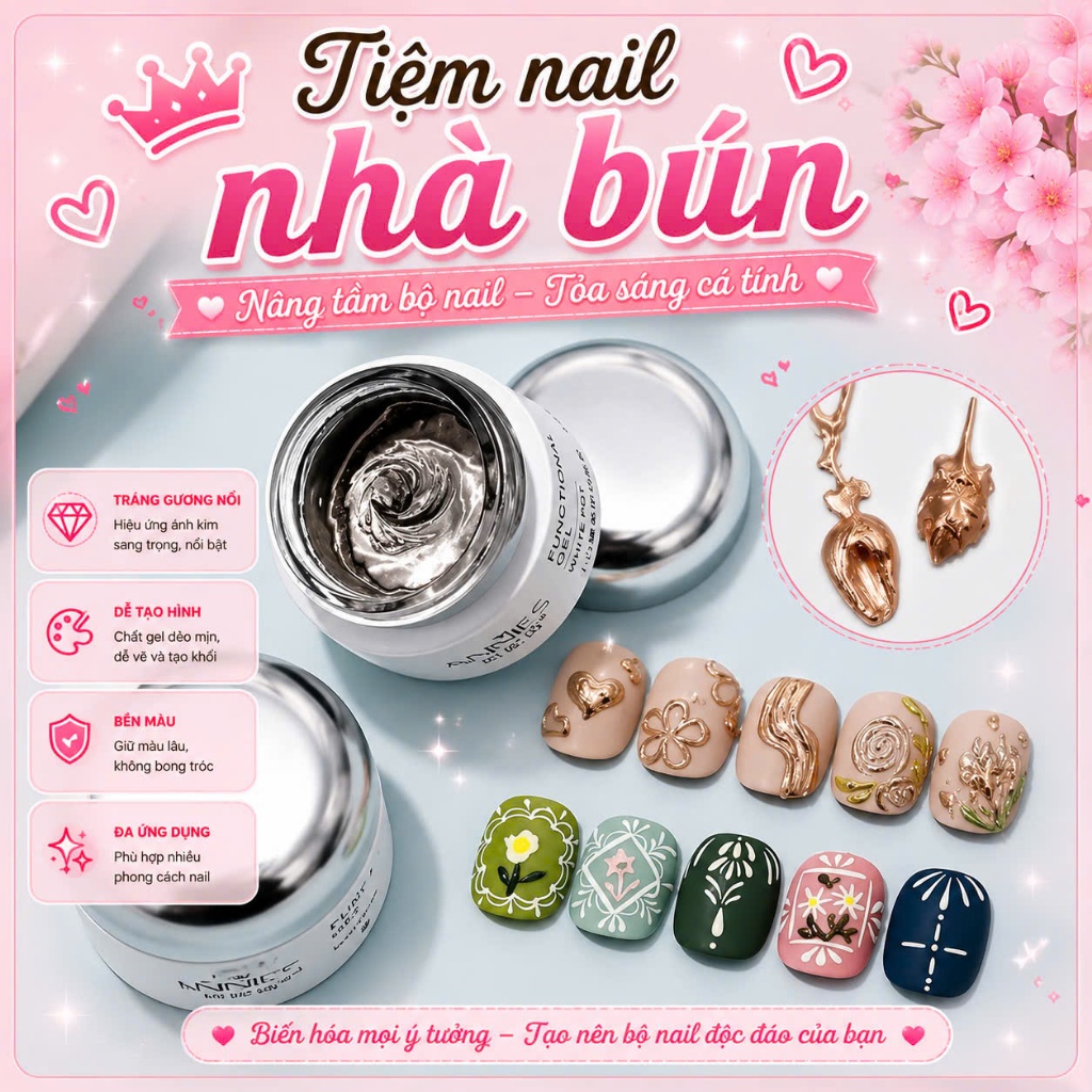 Gel nổi tráng gương, Gel thủy tinh ANNIES, gel vẽ nổi 3D annies
