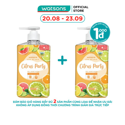 Gel Rửa Tay Watsons Love My Skin Citrus Party Gel Hand Wash 500ml