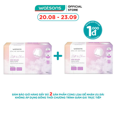 Bông Tẩy Trang Watsons Side Sealed Facial Puffs 100s