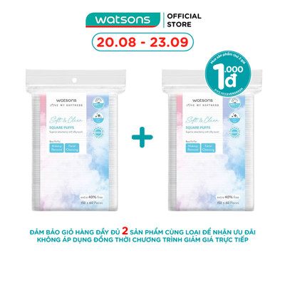 Bông Tẩy Trang Watsons Square Puffs 150S+40%