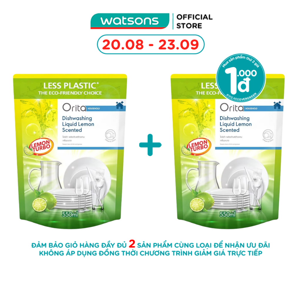 Nước Rửa Bát Orita Hương Chanh Lemon Scented Dish Washing Liquid 500ml