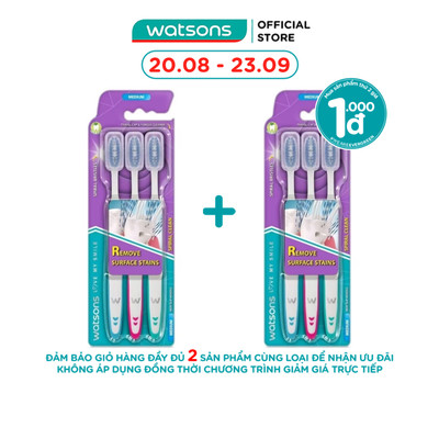 Bàn Chải Đánh Răng Watsons Spiral Clean Toothbrush (Medium) 3s