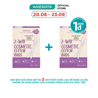 Tăm Bông Trang Điểm 2 Đầu Watsons 2 Way Cosmetic Cotton Buds 200cây