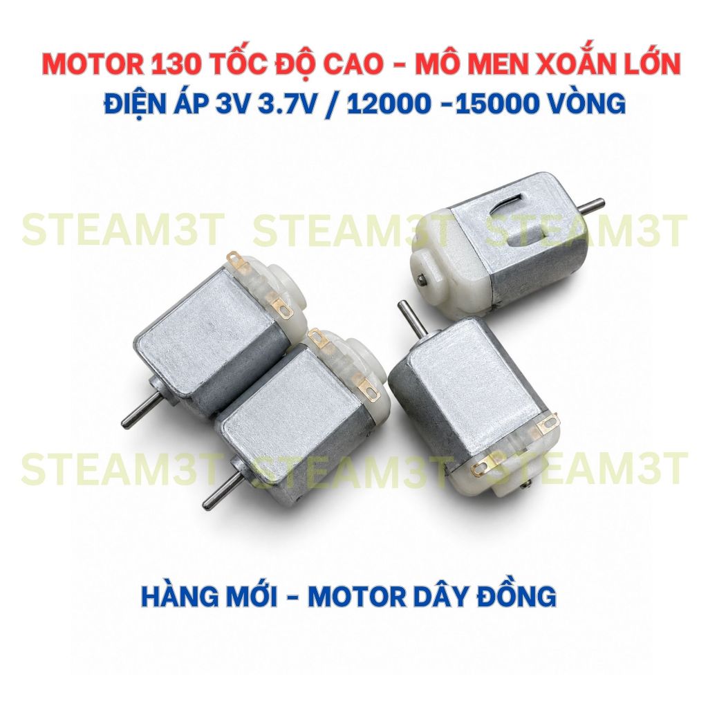 MOTOR 130 TỐC ĐỘ CAO 3V – 3.7V 12.000–15.000 VÒNG/PHÚT, MÔ MEN XOẮN LỚN – MOTOR DC MINI