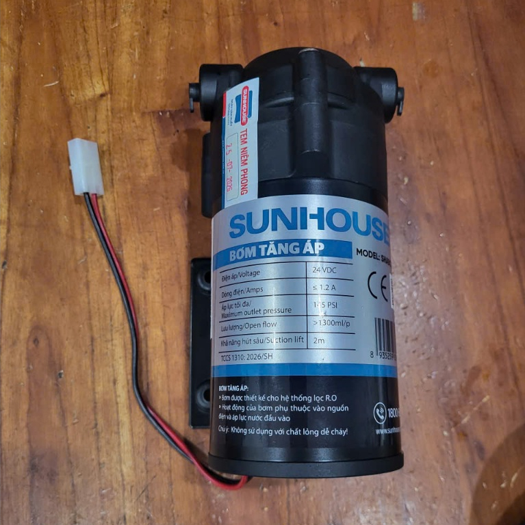 Bơm tăng áp SUnhouse 24V  - Hỗ trợ ổn định áp lực nước cho máy lọc nước RO.