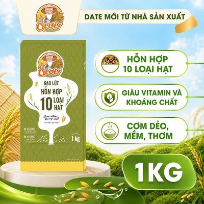 Gạo Lứt Hỗn Hợp 10 Loại Hạt - Eat Clean, Giảm Cân, Ăn Kiêng, Thực Dưỡng - Hiệu Cụ Ơi - Hộp 1kg