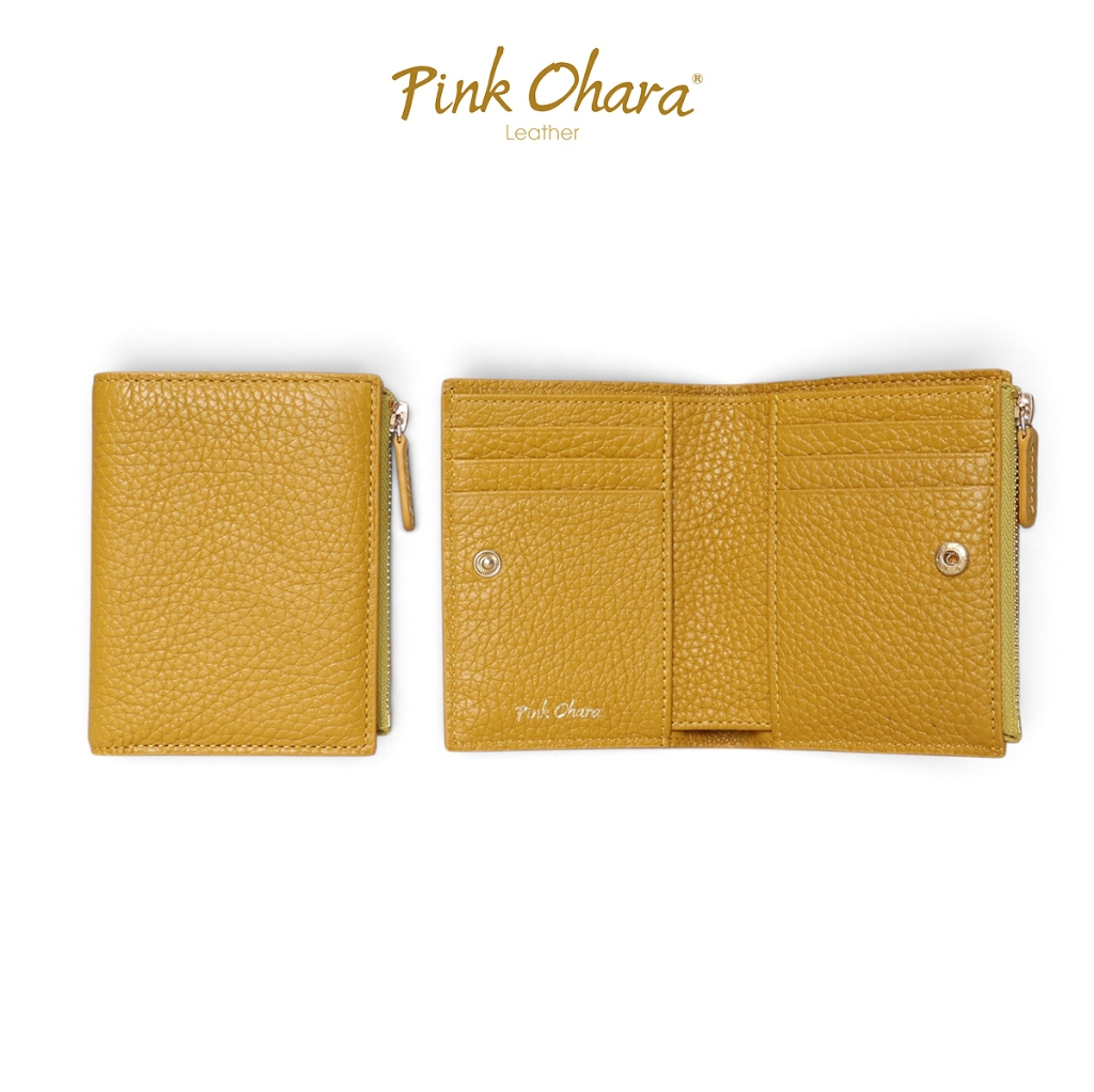 Ví Gấp MiChi PINK OHARA Da Bò Thật
