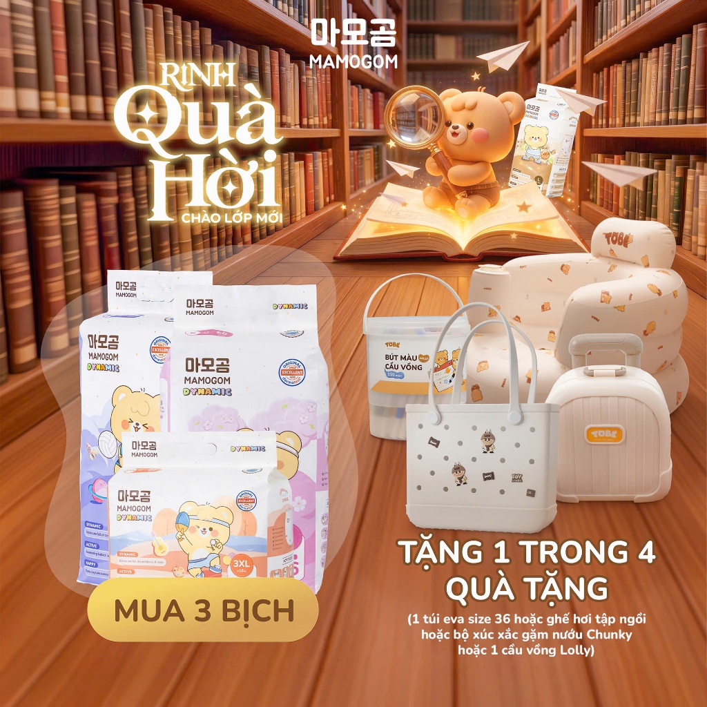 [MAMOGOM DYNAMIC] COMBO 03 BỊCH TÃ BỈM CAO CẤP MAMOGOM DYNAMIC MỀM MỊN THẤM HÚT CHO BÉ
