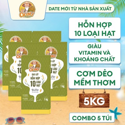 Combo 5 Hộp Gạo Lứt Hỗn Hợp 10 Loại Hạt - Chính Hãng - Tổng 5kg