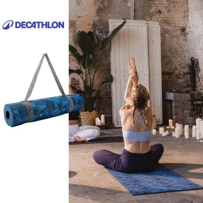 Thảm yoga thoải mái comfort 8 mm xanh dương họa tiết DECATHLON kimjaly mã 8665059