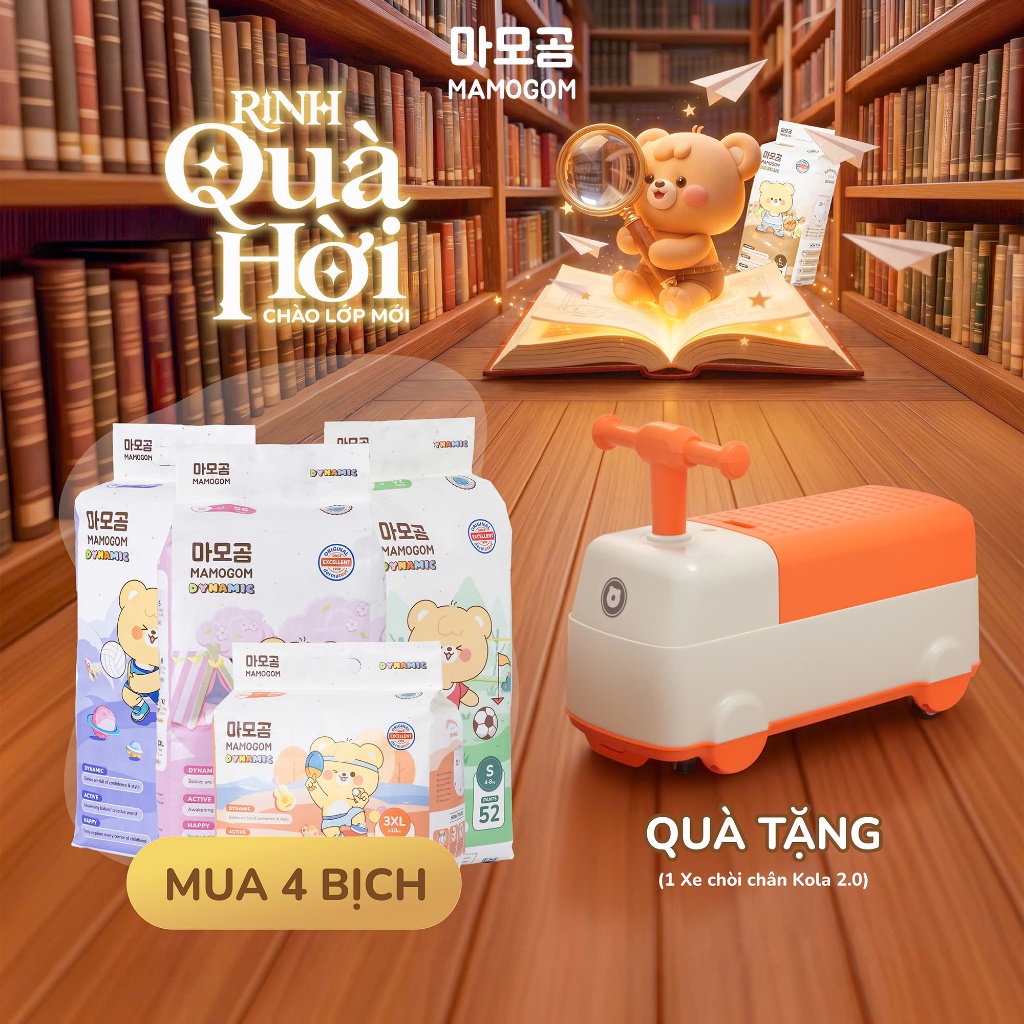 [MAMOGOM DYNAMIC] COMBO 04 BỊCH TÃ BỈM CAO CẤP MAMOGOM DYNAMIC MỀM MỊN THẤM HÚT CHO BÉ