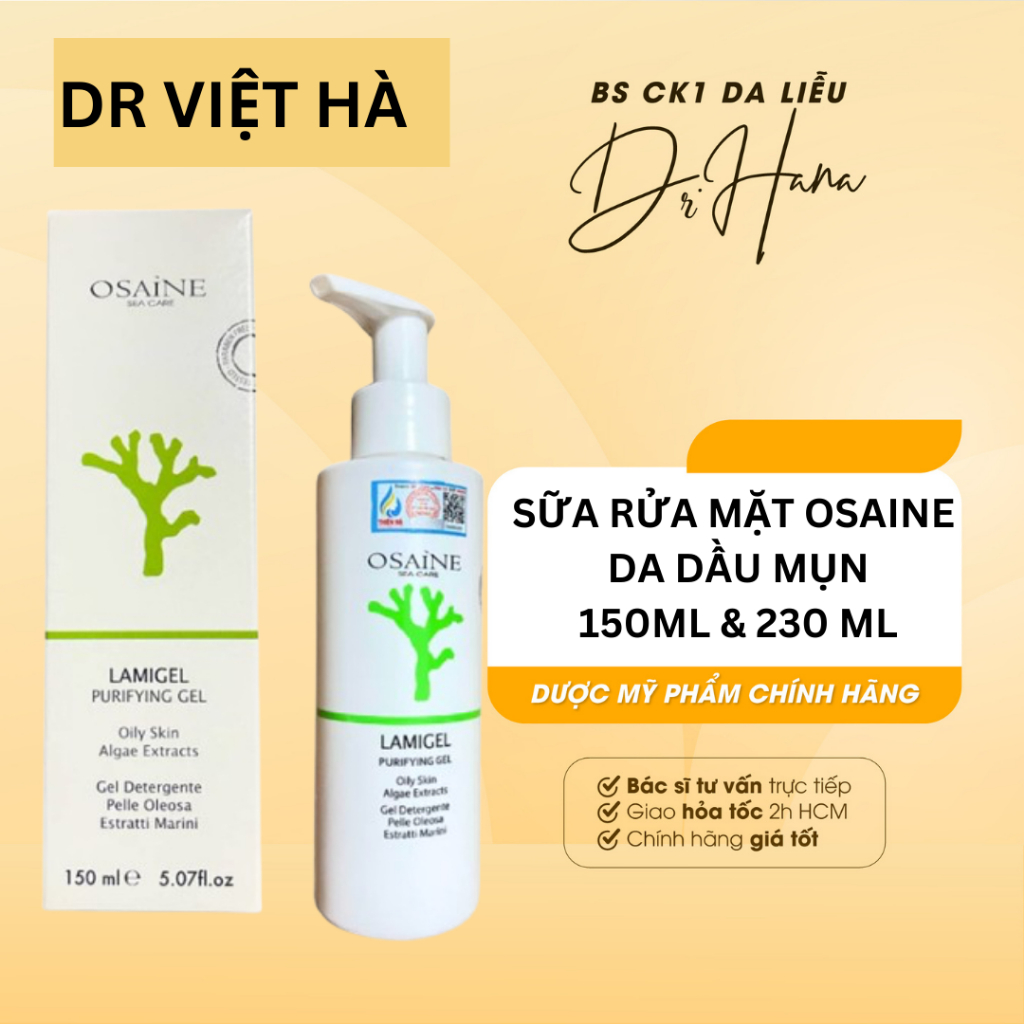 [230ml] SỬA RỬA MẶT DA DẦU MỤN OSAINE LAMIGEL ITALYA| Bs Hà Da Liễu Khuyên Dùng