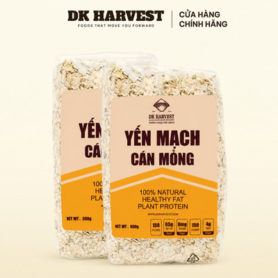 Combo 1kg (2 túi 500g) Yến Mạch Úc Cán Mỏng Nguyên Cám DK Harvest | Eatclean thực dưỡng, làm yến mạch qua đêm