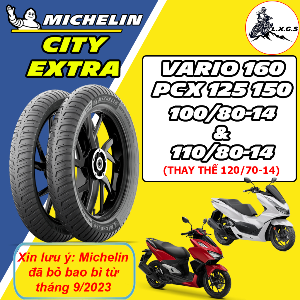 (CITY EXTRA - 100/80-14& 110/80-14 - VARIO 160 - PCX 125 150) Vỏ lốp xe Michelin City Extra