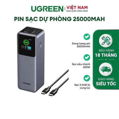 [Shopee Sinh Viên] Pin sạc dự phòng Ugreen Nexode 100W/130W/165W/200W | Màn hình LED | Chính hãng - BH 18 tháng 1 đổi 1