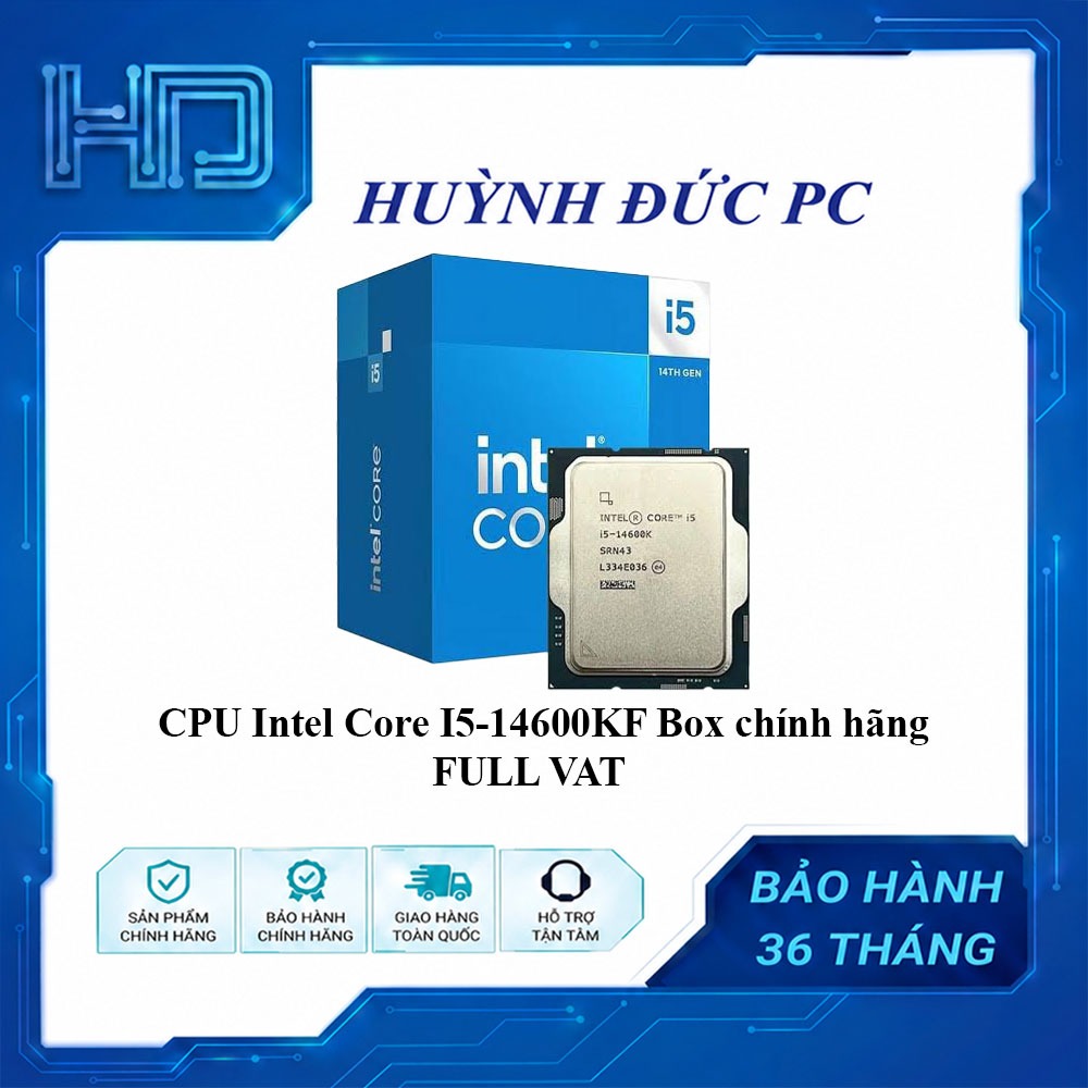 [FULL VAT] CPU Intel Core i5-14600KF - Socket Intel LGA 1700/RAPTOR LAKE, FULL BOX- HÀNG CHÍNH HÃNG
