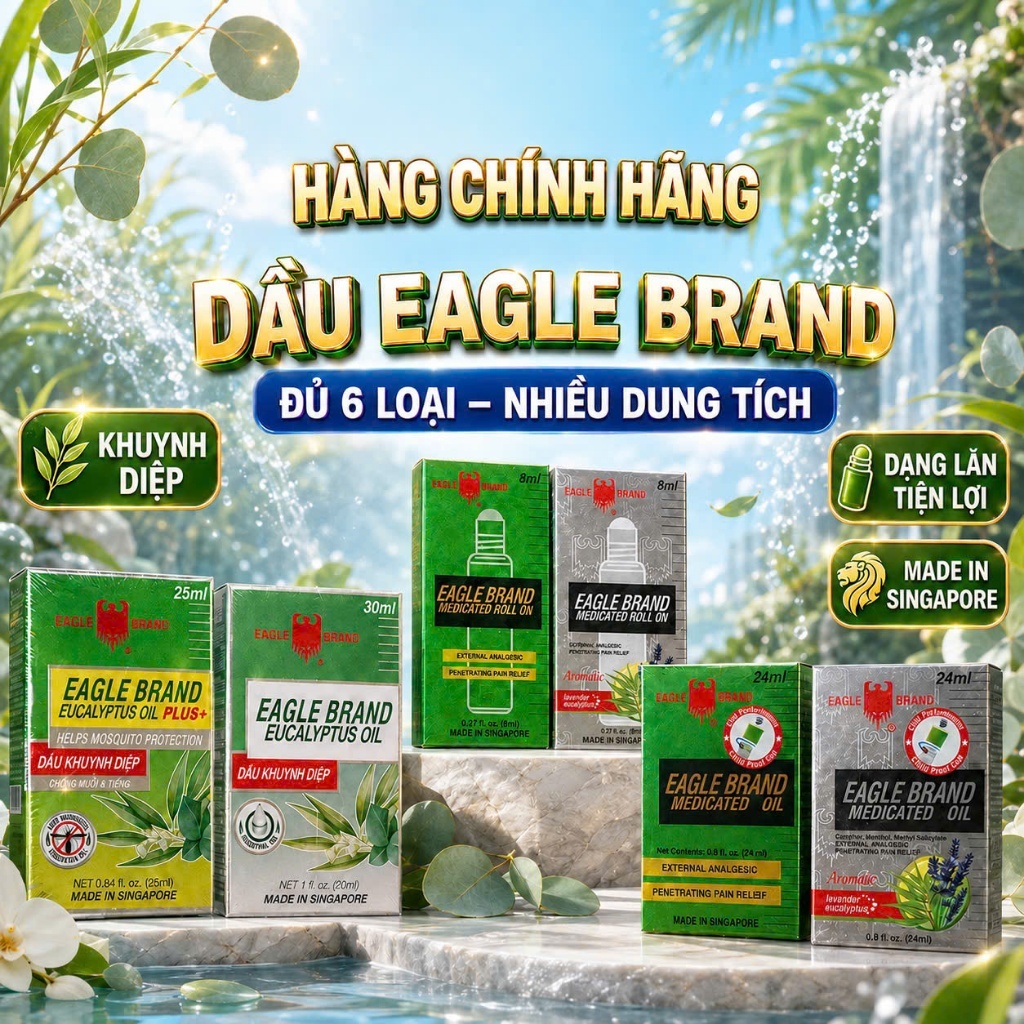 Dầu Gió Xanh Con Ó 2 Nắp 24ml Mỹ,Dầu Gió Vàng,Trắng Mỹ chính hãng