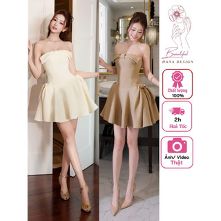 Đầm Cúp Xoè Tùng Nơ Ngực Dáng Ngắn Chuẩn TRÂN ALI Hở Lưng  Đầm Dự Tiệc Sang Chảnh Thiết Kế