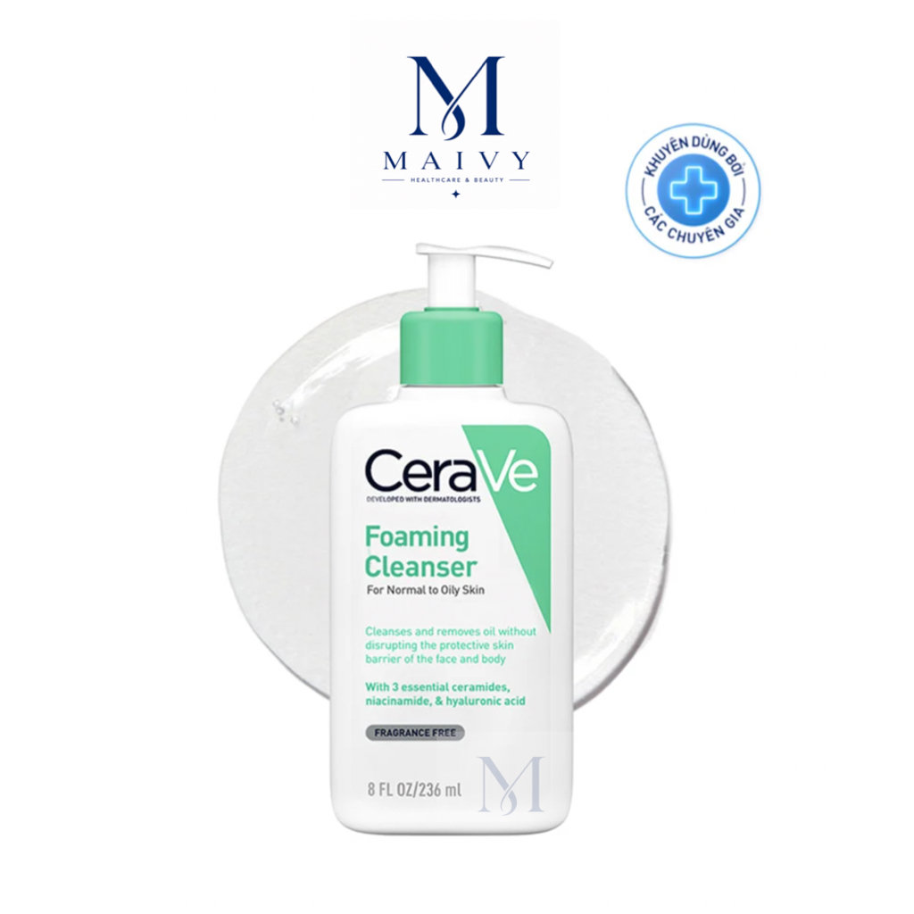 Sữa Rửa Mặt CeraVe Foaming Cleanser Cho Da Thường Đến Da Dầu - Làm Sạch Da Dịu Nhẹ