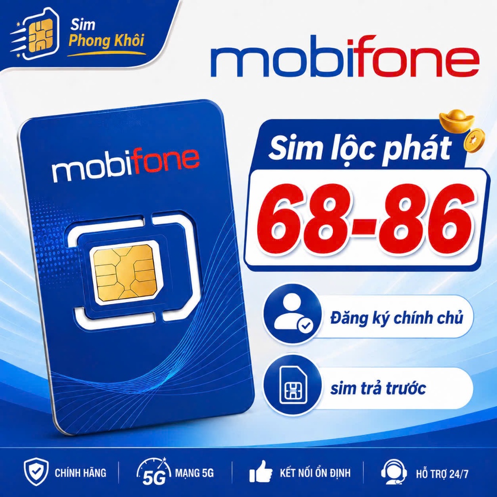 Sim đẹp 68-86 Mobifone loại trả trước đầu 07