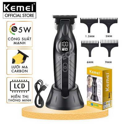 Tông đơ chấn viền Kemei KM-1743 lưỡi cắt mạ carbon cao cấp công suất 5W - Chính hãng