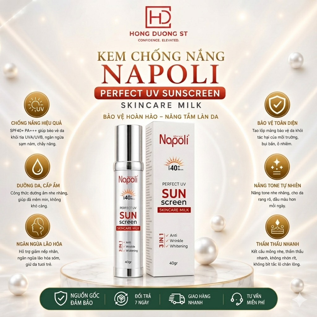 Kem Chống Nắng Napoli Hải Âu Việt SUN Screen Chính Hãng - Giúp Bảo Vệ Da - Nâng Tone - Chống Nắng