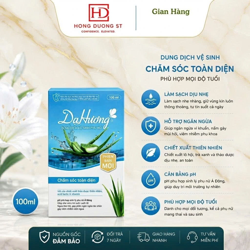 Dung Dịch Vệ Sinh Dạ Hương Chăm Sóc Toàn Diện - Phù Hợp Với Mọi Lứa Tuổi - DDVS Dạ Hương Xanh 100ml 